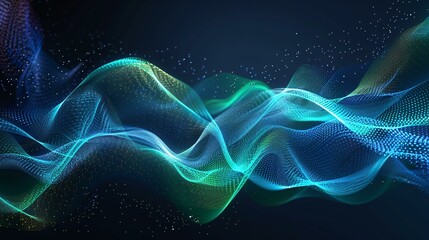 A vibrant digital landscape featuring glowing holographic elements and a complex matrix of interconnected lines and shapes in various neon colors.