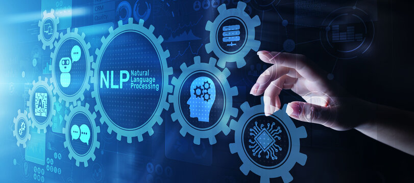 NLP natural language processing cognitive computing technology concept on virtual screen.