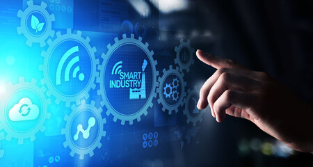 Smart industry 4.0, automation and optimisation concept on virtual. Business and modern technology concept.