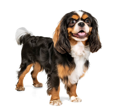 Cute Cavalier King Charles Spaniel dog with tricolor coat