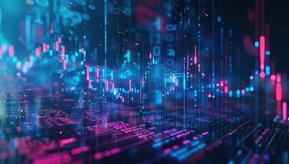 Fototapeta premium A colorful image of a cityscape with many lines and dots