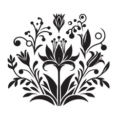 Silhouette of Botanical Element Icon Isolated in White
