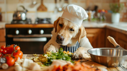 Canine artist painting a colorful masterpiece on a canvas.


