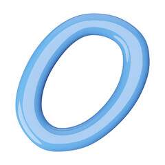 Blue 3D Font Letter O uppercase