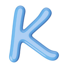 Blue 3D Font Letter K uppercase