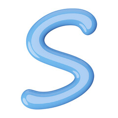 Blue 3D Font Letter S uppercase