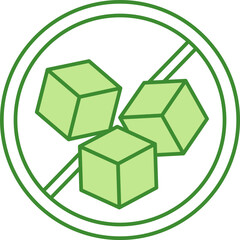 Green Icon No Added Sugar. Vector Icon. Label for a Product That Contains No Sugar. Healthy Eating. Products for Diabetics