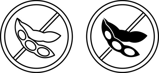Soy Free Icons. Black and White Vector Icons. Label for a Soy Free Product. Healthy Eating