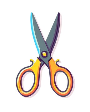 recommend clip art: large yellow school pair paper cutting blade scissors illustration art white background generative ai 