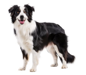 Australian Shepherd dog in black and white bi color on isolated background