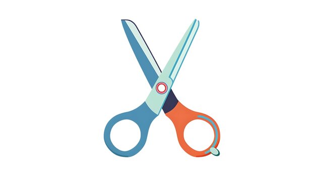 recommend clip art: blue orange school pair cutting blade scissors illustration art white background generative ai 