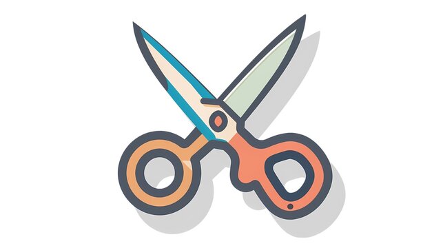 recommend clip art: simple pair cutting blade scissors light orange handle grip illustration art white background generative ai 
