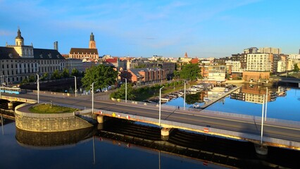 Naklejka premium city Europe beautiful top view aerial photography of Wroclaw Poland