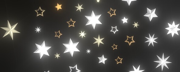 XMAS Stars - Holiday golden decoration, glitter frame isolated -