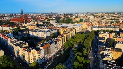 Obraz premium city Europe beautiful top view aerial photography of Wroclaw Poland
