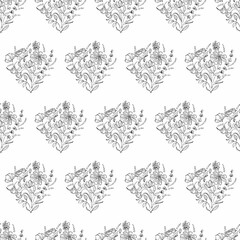 Hand drawn seamless floral pattern. Liner
