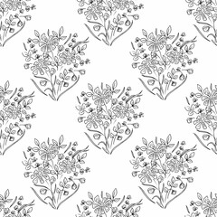 Hand drawn seamless floral pattern. Liner