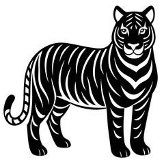 Tiger icon silhouette black vector illustration.