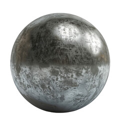 Worn Metal Sphere with Scratches isolated on white or transparent background.