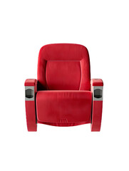 Fototapeta premium Red Theater Seat with Cup Holders isolated on white or transparent background.