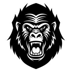 gorilla head icon vector illustration black silhouette, white background.