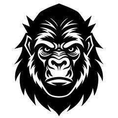 gorilla head icon vector illustration black silhouette, white background.