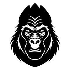 gorilla head icon vector illustration black silhouette, white background.
