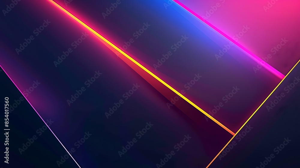 Wall mural Abstract Geometric Shapes with Glowing Neon Lines