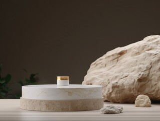 Minimalist Product Display with Stone and Marble