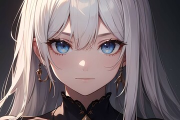 Anime Character with White Hair and Blue Eyes