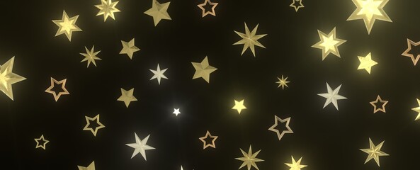 Falling Holiday Astral Radiance: Magnificent 3D Illustration of Descending Stellar Illumination for Christmas