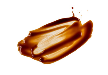 Abstract smear and stains of brown sauce isolated on white, clipping path, PNG