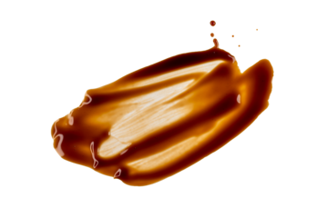 Abstract smear and stains of brown sauce isolated on white, clipping path, PNG