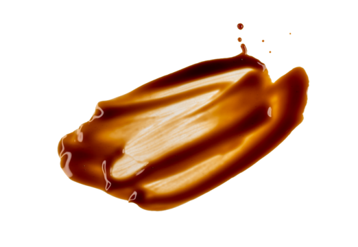 Abstract smear and stains of brown sauce isolated on white, clipping path, PNG