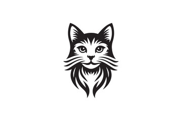 Fototapeta premium Flat Cat Face Icon – Cute Illustration Style