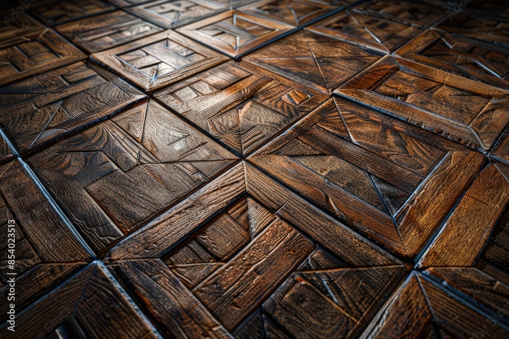 Poster a close-up shot of a wooden floor in a room, suitable for interior design or architecture projects