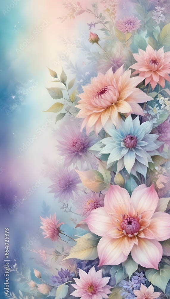 Sticker 3d digital floral background wallpaper pattern