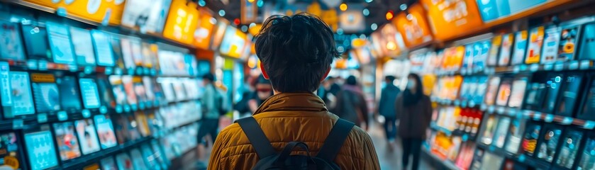 Seoul Tech Hub Tech enthusiasts at an electronics market in Seoul