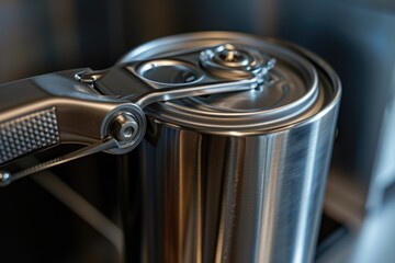 A close-up shot of a soda can, useful for advertising or packaging design