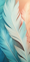 Fototapeta premium Pastel color feathers background.