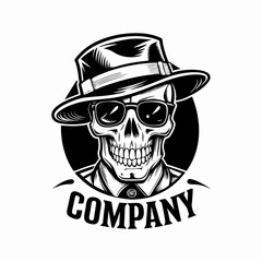 skull with hat and sunglasses
