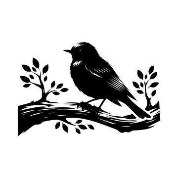 recommend clip art: Bird on Branch Silhouette, Perfect for Nature-Themed Designs and Wildlife Art