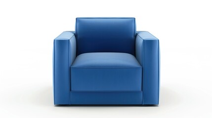 Blue cube chair in sea blue isolated on white background