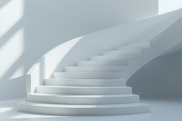 Obraz premium A white spiral staircase in a minimalist setting