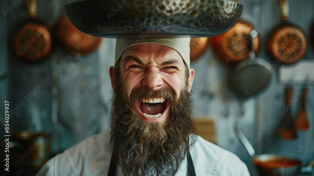 Poster a portrait of a person wearing a hat and sporting a beard, suitable for use in editorial or commerci