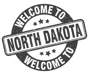 Welcome to North Dakota stamp. North Dakota round sign