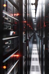 Row of servers in a server room environment