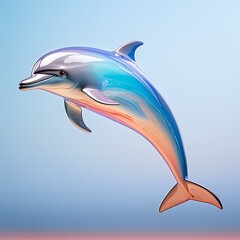 Fototapeta premium Bring a splash of color to your visuals with our abstract aqua dolphin and sky blue background.