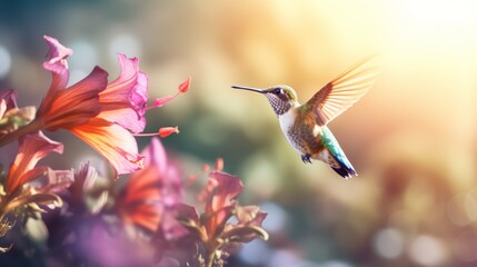 Fototapeta premium hummingbird hovering over a flower