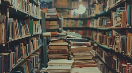 Obraz premium Academic bookshelf with organized textbooks